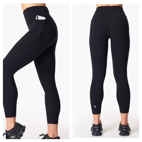 Sweaty Betty Pants - Sweaty Betty The Power 7/8 Black Leggings SZ M